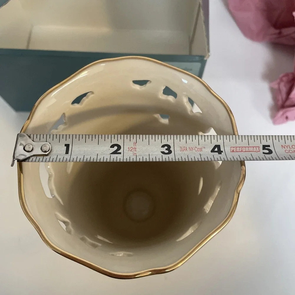 LENOX‎ Pierced PORCELAIN VASE BARRINGTON COLLECTION Pink Flora 8.5
